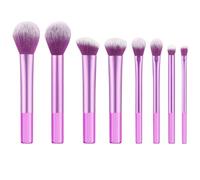 Brocha Base Maquillaje Juego De 8 Brochas De Maquillaje Con Mango Transparente En La Parte Inferior For Sombras De Ojos Y Contorno Brocha Maquillaje Fluido(Pink)