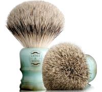 Brocha de afeitar de espuma y madera para hombre, 100 % pelo de tejón, mango de resina de ágata azul de alta gama