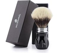 Brocha de afeitar de pelo de tejón con punta de plata y mango negro para afeitarse en húmedo. Hecho de resina de Jag Shaving