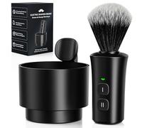 Brocha de afeitar eléctrica con cuenco, espuma automática de 30 segundos y | Cerdas suaves reemplazables, sin desprendimiento, regalo ideal para hombres afeitado húmedo estilo peluquero