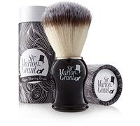 Brocha de afeitar vegana: Brocha de pelo de tejón sintético (suave), brocha de afeitar vegana en elegante caja de regalo - Brocha sintética - Brocha de cerdas sintéticas negra Sir Marlon Grant