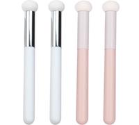Brocha de Esponja para Corrector y Base 4 Piezas, Maquillaje | Esponja, Tubo de Aluminio y Madera, Uso Diario y Retoques, Acabado Natural