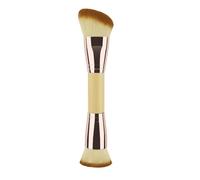 Brocha de maquillaje con extremos dobles para contornear, mezclar y broncear con parte superior angular/redonda, cepillo de contorno para polvo de crema líquida