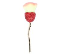 Brocha de maquillaje con forma de flor, brillante, roja, con diamantes de imitación, suave, de agarre fuerte, para polvo de uñas, para remover polvo de uñas, limpiador, para