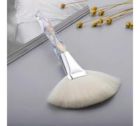 Brocha de maquillaje con mango de cristal en forma de abanico, herramienta | Adopta material sintético de cerdas suaves y mango ergonómico de cristal para contorno, colorete en polvo y estilo.