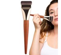 Brocha de maquillaje de parte plana, mango de madera para base de líquido