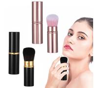 Brocha de Maquillaje en Polvo Retráctil, 2 Unidades - Kabuki Portátil para Corrector, Colorete, Bronceador, Iluminador