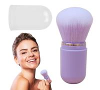 Brocha de maquillaje retráctil, pequeña brocha de maquillaje portátil retráctil para base de viaje, portátil, compacta con tapa
