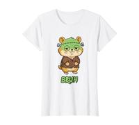 Brocha Hamster Frankenstein Halloween Camiseta gráfica económica, Mujer, Blanco, L