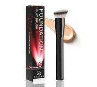 Brocha Kabuki de base plana - 80.000 cerdas sintéticas densas suaves, mango de madera, sin desprendimientos, perfecto para base líquida, crema y polvo, mezcla impecable, agradable para la piel
