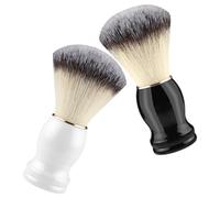 Brocha Manual de Afeitar para Hombre, Pack 2 Piezas, Mango Ergonómico | PP y Fibra Delicada, Genera Espuma para Jabón y Bigote, Compacta para Viaje y Rutina Facial
