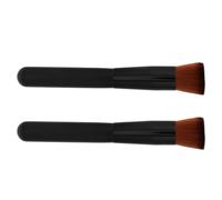Brocha para Base Líquida Negra 2 Piezas, Cerdas Densas y Mango Ergonómico | Fibra Artificial y Plástico, Diseño Cóncavo para Corrector Líquido y Base Crema, Uso Diario y Clases