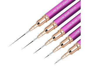 Brochas de Arte para Uñas, 5 unidades de brochas de línea de arte para uñas, juego de pinceles de pintura y diseño para uñas, herramienta de punteo y dibujo para líneas largas, detalles finos, tamaños