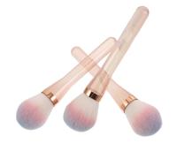 Brochas de Maquillaje de Doble Cara 3 Piezas, Color Rosa | Fibra y Plástico, Mango Ergonómico, para Mejillas y Highlighter, Viaje y Salón, Acabado Natural
