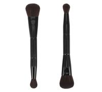 Brochas de Maquillaje Doble Punta 2 Piezas para Ojos y Cejas Negras | Fibra Artesanal, Mango de Madera y Aluminio, Aplicación Precisa, Diseño Multifuncional, Viaje y Retoques Diarios
