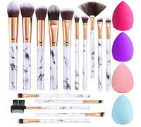Brochas de maquillaje FILY DUAIU 15PCs Marble Pinceles de maquillaje rubor, contorno, base, corrector, sombra de ojos brochas con esponja de maquillaje