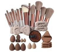 Brochas de maquillaje, herramientas, cepillo de maquillaje profesional, 33 piezas, kit cosmético ergonómico portátil con artistas para belleza, mujeres y niñas, uso de viaje, brochas de