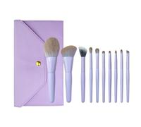 Brochas De Maquillaje Profesional Juego De 10 Brochas Maquillaje Viaje, Tamaño Pequeño, For Rostro Y Ojos, Cerdas Suaves Suaves Pinceles(Purple-Brush Pack)