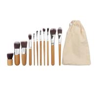 Brochas De Maquillaje Profesional Juego De 11 Brochas Maquillaje Bambú For Sombras Ojos, Delineadores Y Rubores Suaves Pinceles