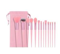 Brochas De Maquillaje Profesional Juego De 13 Brochas Maquillaje Viaje Portátiles Con Bolsa Tela For Corrector, Sombra Ojos, Brocha For El Rostro Suaves Pinceles(Pink)
