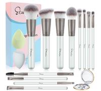 Brochas de Maquillaje Start Makers 12 Piezas Brocha Maquillaje Sintéticas para Base Kabuki en Polvo, Correcto, Ojos, Rubor y Contorno, Pinceles maquillaje Set con 2 Esponjas y Espejo, Gris