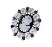 Broche adornado con perlas reales de aleación, accesorio para mujer, insignia de moda, collar de vestido, accesorios de regalo, broche de camafeo victoriano para mujer, Medium, como se describe