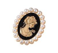Broche adornado con perlas reales de aleación, accesorio para mujer, insignia de moda, collar de vestido, accesorios de regalo, broche de camafeo victoriano para mujer, S, como se describe