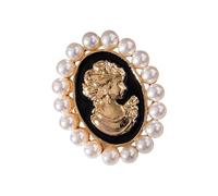 Broche adornado con perlas reales de aleación, accesorio para mujer, insignia de moda, pin de vestido, collar, accesorios de regalo, broche de camafeo para mujer, S, Como se describe