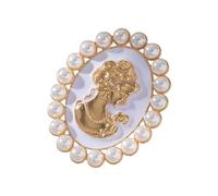 Broche adornado con perlas reales de aleación para mujer, accesorio de moda, insignia, vestido, collar, accesorios, regalo, perlas vintage, belleza, señora, retrato ramillete, S, como se describe