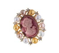Broche adornado con perlas reales de aleación para mujer, accesorio de moda, insignia, vestido, collar, accesorios, regalo, perlas vintage, belleza, señora, retrato ramillete, Medium, como se describe