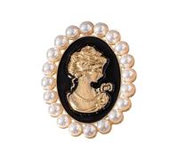 Broche adornado con perlas reales de aleación para mujer, accesorio de moda, pin de vestido, collar, accesorios de regalo, perlas de moda, accesorio de pecho, Large, como se describe