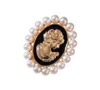 Broche adornado con perlas reales de aleación para mujer, accesorio de moda, pin de vestir, collar, accesorios de regalo, perlas vintage, belleza, señora, retrato ramillete, Large, como se describe