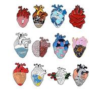 Broche anatómico de corazón de 12 estilos, broches científicos de esmalte de corazón, broches de solapa, joyería para esposa, hermana, madre, broches de moda para mujer