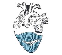 Broche anatómico de costilla con flor de corazón, Klein, Metal no precioso