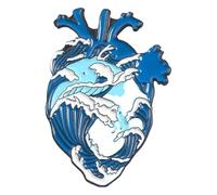 Broche anatómico de costilla con flor de corazón, Klein, Metal no precioso