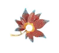 Broche antideslizante de moda con forma de hoja de arce con perlas para mujer, accesorio de joyería hecho a mano, elegante broche de hoja de arce, talla única, como se describe