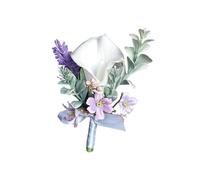 Broche artificial de lirio de cala, para novio, novia, padrino, dama de honor, boda, broche de flores de seda, para bodas, bailes, fiestas, 2 Stück, Poliéster