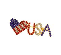 Broche artificial redondo con la bandera de Estados Unidos, diseño patriótico, rojo, blanco, azul, con diamantes de imitación, carta, mapa, corazón, cinta, suelto, vino, celebración, día de la