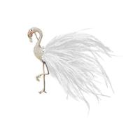 Broche artístico de aleación con forma de plumas de flamenco con diamantes de imitación brillantes, elegante pin de solapa para abrigo, traje, suéter, elegante pin de flamenco, talla única, como se