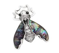 Broche artístico de aleación de concha natural exquisito con forma de cigarra y palomas de la paz, elegante diamantes de imitación adornados, collar con colgante único, One Size, como se describe
