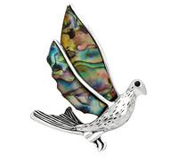 Broche artístico de aleación de concha natural exquisito con forma de cigarra y palomas de la paz, elegante diamantes de imitación adornados, collar con colgante único, One Size, como se describe