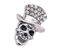 Broche artístico de calavera hecho a mano con detalles de diamantes de imitación, joyería de moda, elegante broche adecuado para trajes elegantes broche de serpiente de Halloween, talla única, como se