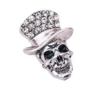 Broche artístico de calavera hecho a mano con detalles de diamantes de imitación, joyería de moda, elegante broche de calavera adecuado para trajes elegantes, pin de serpiente de esqueleto de aleación