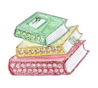 Broche artístico de diamantes de imitación esmaltados en forma de libro para expresión cultural y entusiastas de la moda que buscan joyas únicas, talla única, como se describe