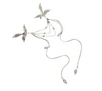 Broche artístico de fénixes con borlas largas que fluyen con animales, pájaro, elegante joyería de solapa para mujeres y hombres, delicado ramillete, Medio, como se describe