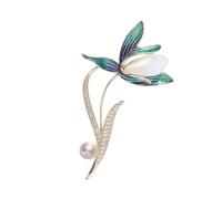 Broche artístico de flores de magnolia hecho a mano con detalles de perlas, joyería de moda, elegante broche de flores para trajes elegantes, pin floral chino
