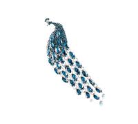 Broche artístico de pavo real de cola larga que mejora tu declaración de moda única, joyería colorida de cristal de cola larga, talla única, como se describe