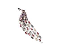 Broche artístico de pavo real de cola larga que mejora tu declaración de moda única, joyería de cristal colorido para mujer, One Size, como se describe