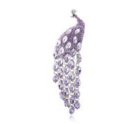 Broche artístico de pavo real de cola larga que mejora tu declaración de moda única, joyería de cristal colorido para mujer, One Size, como se describe