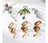 Broche artístico de serpiente de rosa vintage para mujeres y hombres, una adición a cualquier conjunto, talla única, como se describe